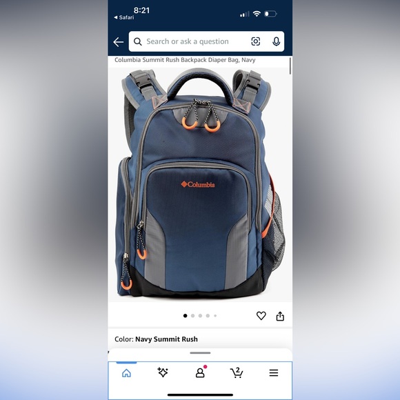 Columbia Navy Summit Rush Backpack Diaper Bag - Picture 7 of 8